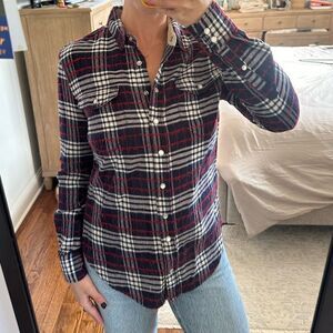 Jachs Girlfriend Lena Plaid Flannel Distressed Button Down Shirt
